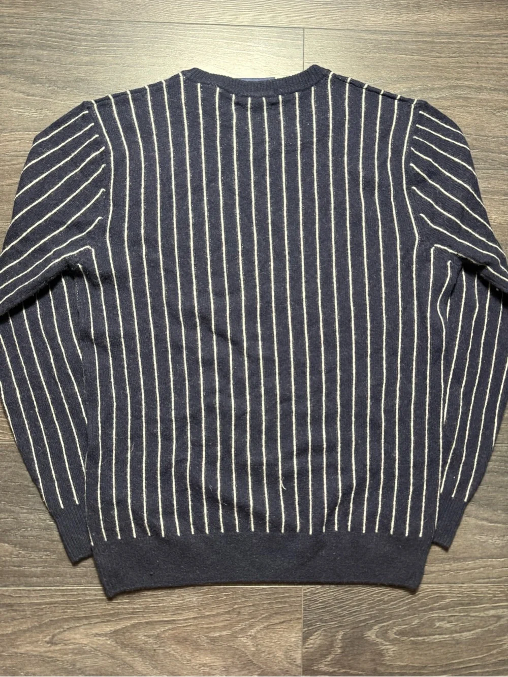 Scotch & Soda Navy and White Vertical-Stripe Crewneck Sweater